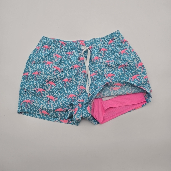 Chubbies Swim Trunks Mens Pink Blue Domingos Flamingos Boxer Shorts Liner - Picture 2 of 16
